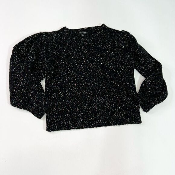 Intermix Wool Blend Sweater Womens Medium Tight Speckled Knit Puff Sleeve - Picture 1 of 9